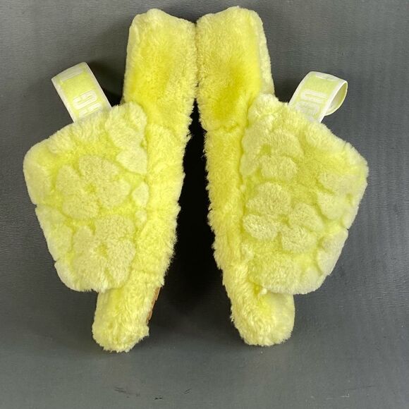 UGG Womens Fluff Yeah Slide Poppy Sandals Pollen Green Size 6 - Picture 5 of 7